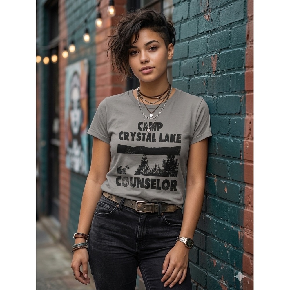 Camp Crystal Lake Counselor Graphic T-Shirt Grey XS Horror Movie